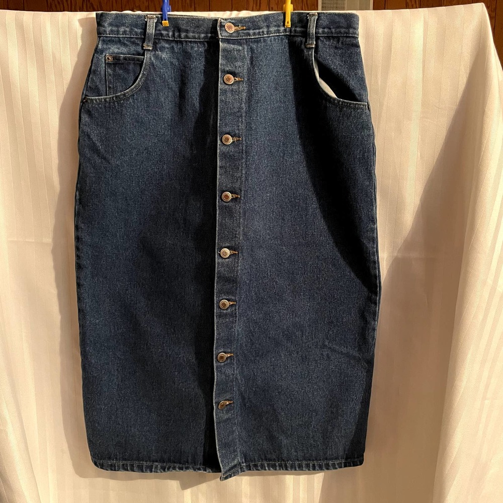 Stabwear size 18 denim  maxi skirt Western metal buttons